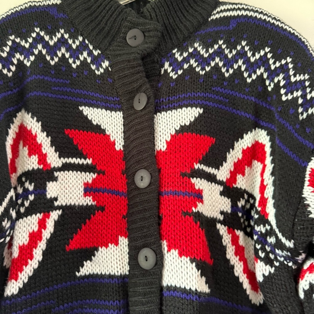 Vintage Y2K Southwest Print Chunky Knit Cardigan - Picture 3 of 12